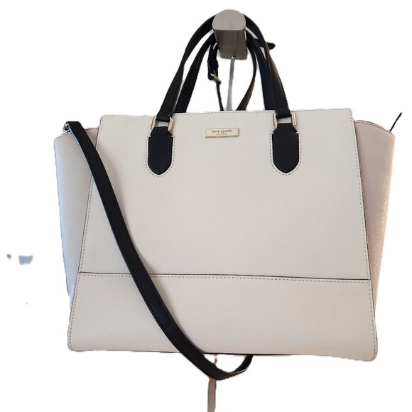 Like New Kate Spade Two-Tone Leather Shoulder Bag Satchel Purse - Picture 2 of 15